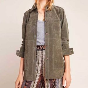 Anthropologie | Moss Suede Shirt Jacket Size M